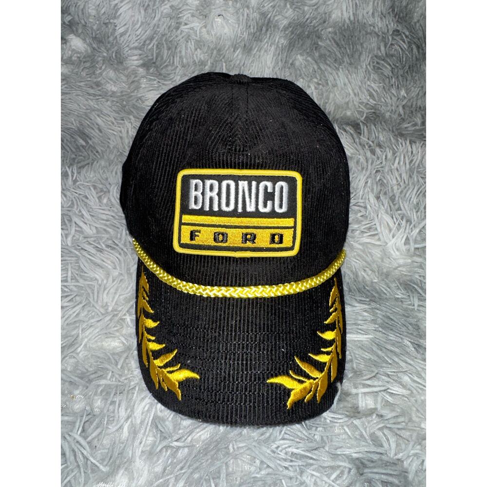 America Needle Ford Bronco Corduroy Rope Adjustable Hat Cap Black Gold OSFM